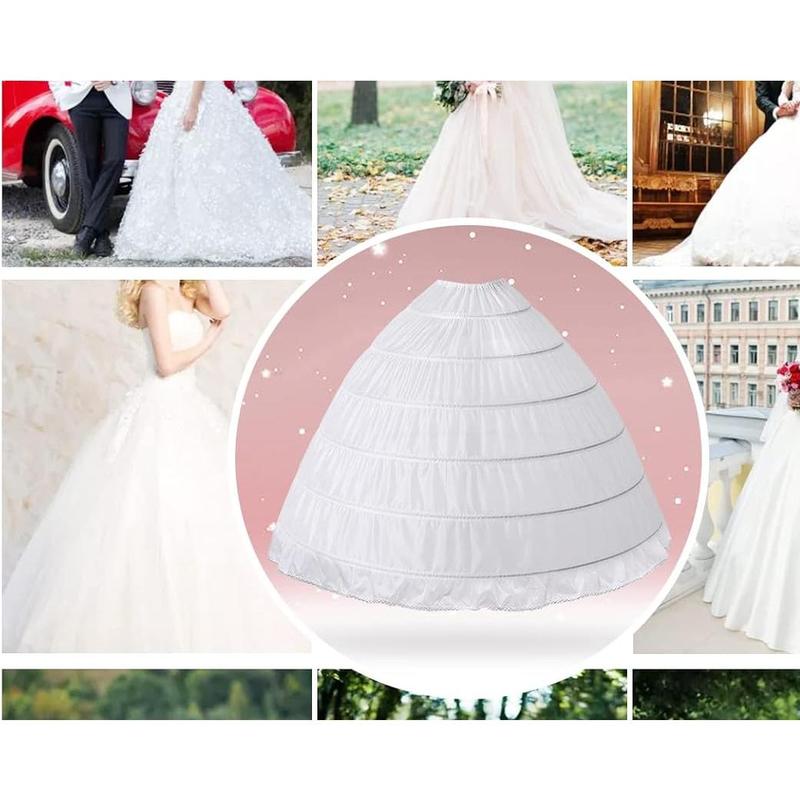 Hoop Skirt Crinoline Underskirt Petticoat for Women Ball Gown Bridal Tulle Underskirt Wedding Dress (4 Hoops White)